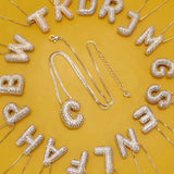 Rhinestone Bubble Balloon Initial Necklace