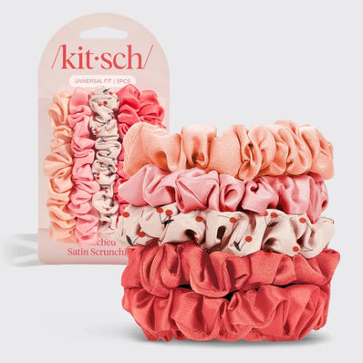 Ruched Satin Scrunchie 5pc Set