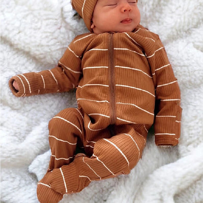 Organic Ribbed Zip Footie