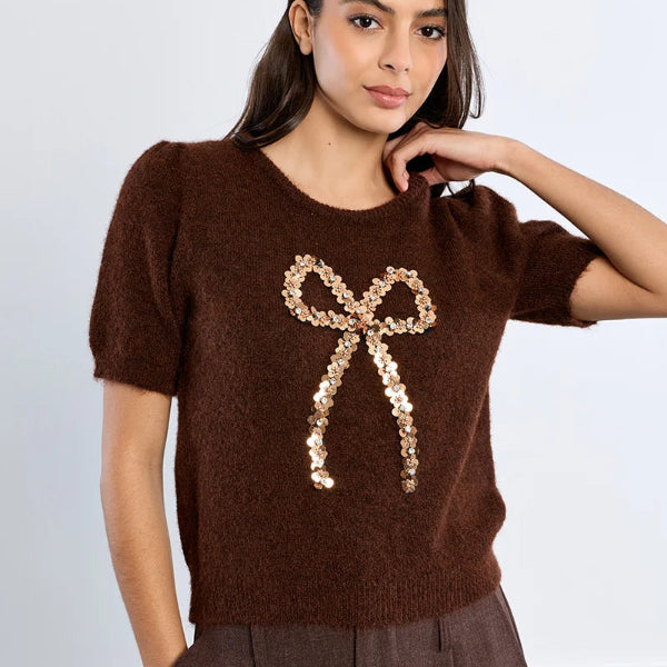 Sally Sequin Bow Sweater
