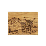 Oak Bar Board - Scenic Highland Cow