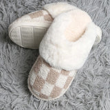 Checkered Faux Fur Slippers