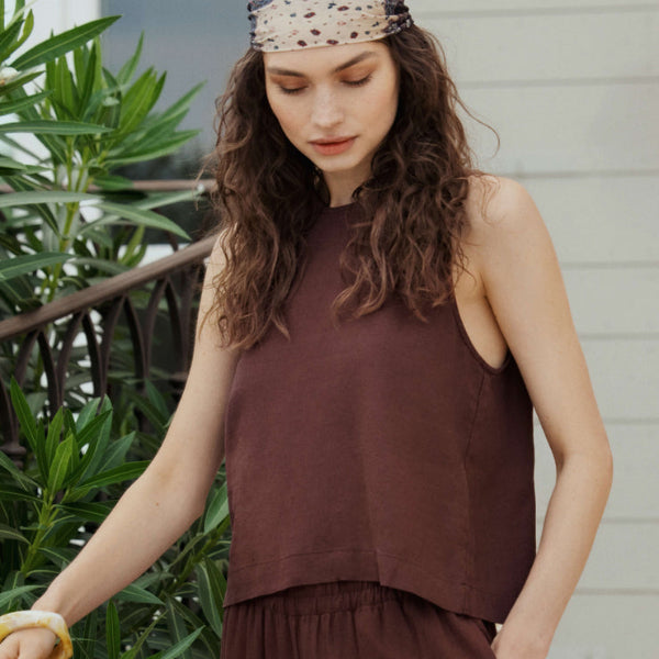 Sloane Linen Copped Tank