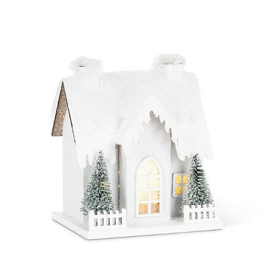 Small Snowy House w LED Lights
