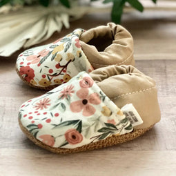 White Spring Floral Moccasins