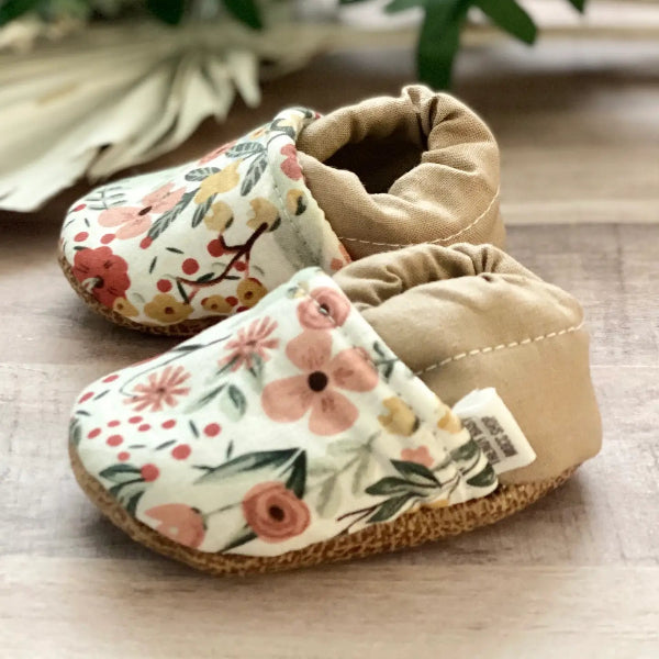 White Spring Floral Moccasins
