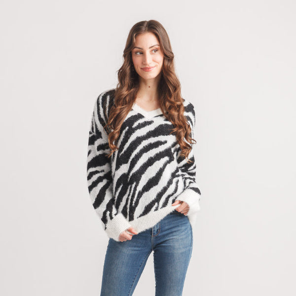 Zebra Knit Sweater