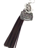Western Belt Buckle Initial Tassel Keychain