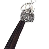 Western Belt Buckle Initial Tassel Keychain