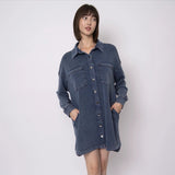 Tiffany Denim Look Mini Shirt Dress