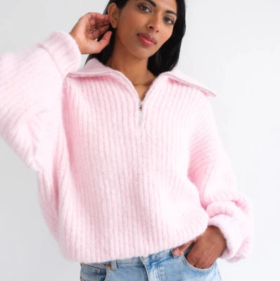 1/2 Zip Trucker Neck Sweater