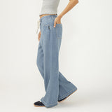 Wide Leg Drawstring Beach Jeans