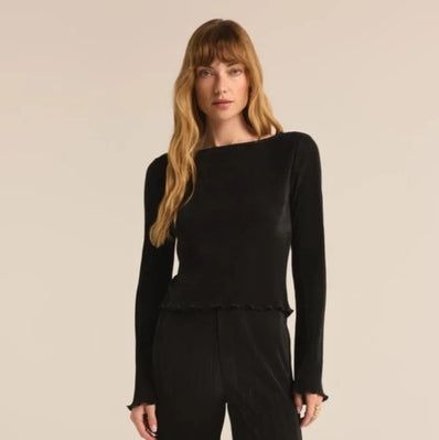 Veronica Pleated Boat Neck Top