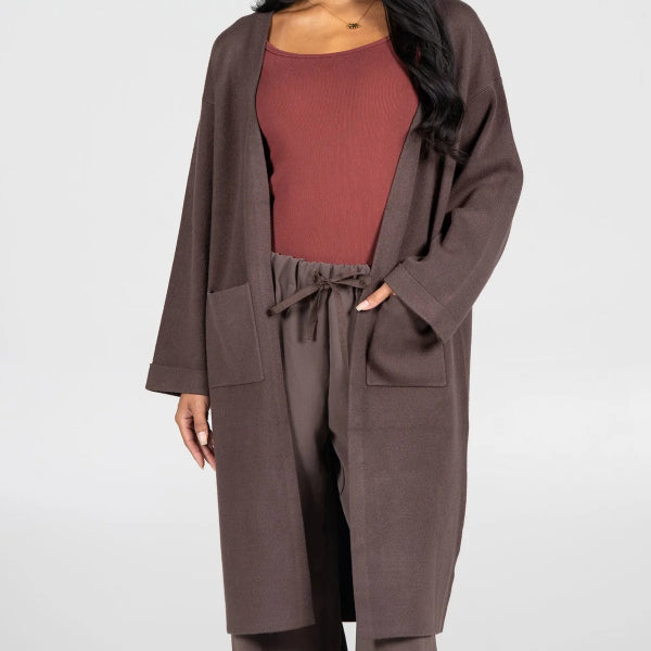 Long Knit Viscose Blend Cardi
