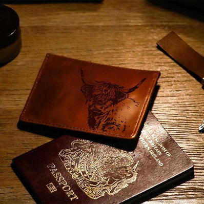 Leather Card Wallet - Highland Cow