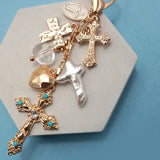 Western Heart Pearlized Cross Bag Charm