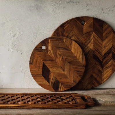 Chevron Acacia Wood Serving Board