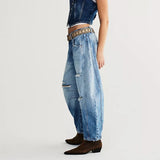 Good Luck Mid Rise Barrel Jeans