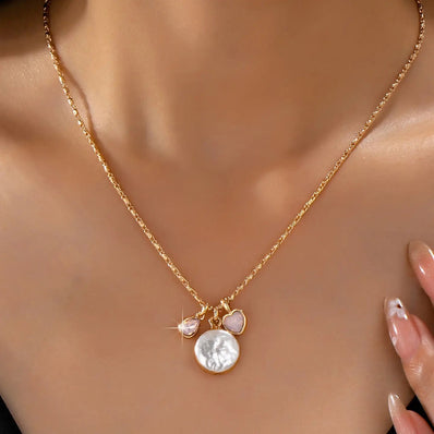 Baroque Pearl Coin Opal Necklace