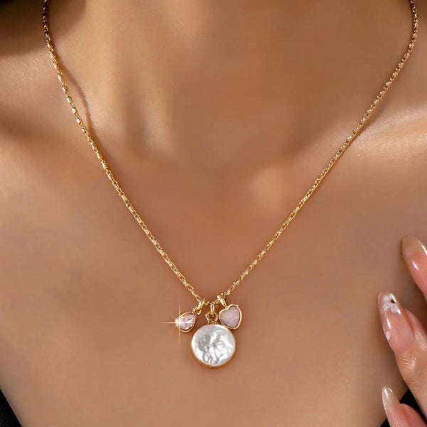 Baroque Pearl Coin Opal Necklace