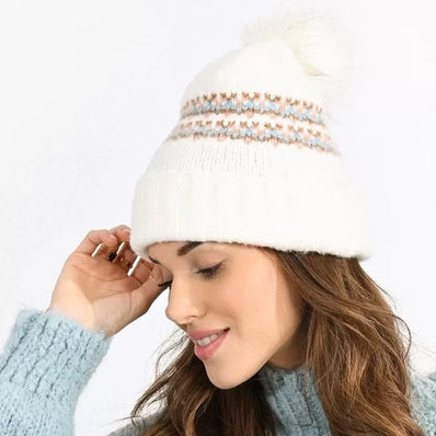 Faux Fur Pom Pom Beanie