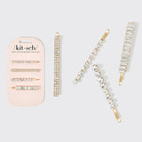 Metal Rhinestone Bobby Pins 4pc Set