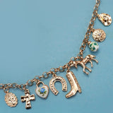 Western Boot Cross Charm Bracelet
