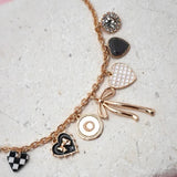 Bow Checker Heart Charm Necklace