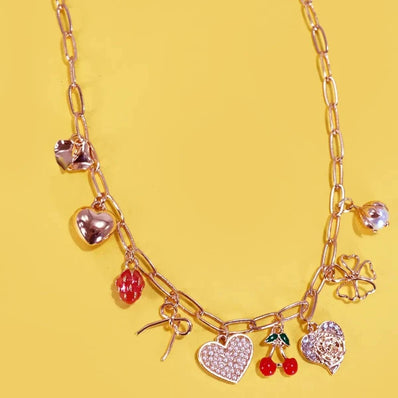 Bow Cherry Removable Charm Necklace