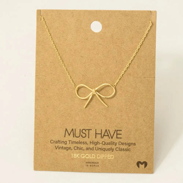 Gold Dipped Bow Necklace