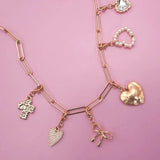 Bow Heart Removable Charm Necklace
