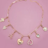 Bow Heart Removable Charm Necklace