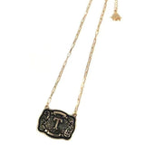 Western Belt Buckle Initial Necklace
