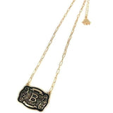 Western Belt Buckle Initial Necklace