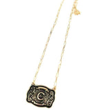 Western Belt Buckle Initial Necklace