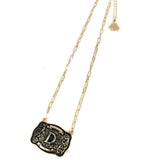 Western Belt Buckle Initial Necklace