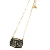 Western Belt Buckle Initial Necklace