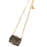 Western Belt Buckle Initial Necklace