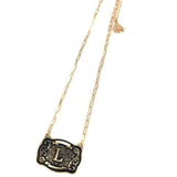 Western Belt Buckle Initial Necklace