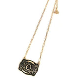 Western Belt Buckle Initial Necklace