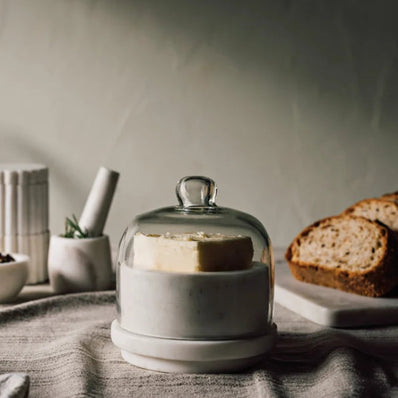 White Marble Butter Dish