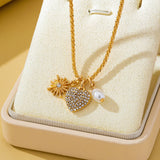 Celestial Heart & Pearl Charm Necklace