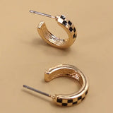 Mini Checker Huggie Hoop Earrings