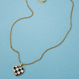 Tarnish Free Checker Heart Necklace