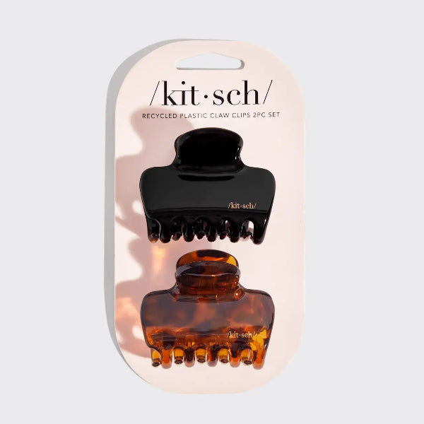 Black & Tort Puffy Claw Clip 2pc Set