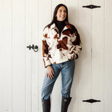 Cow Print Half Zip