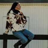 Cow Print Half Zip