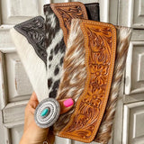 Tooled Leather Cowhide Wallet