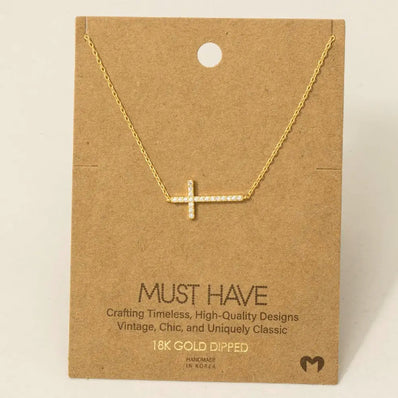 Side Cross Pendant Necklace
