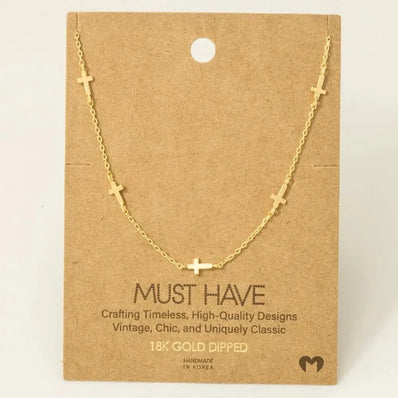 Dainty Cross Station Necklace